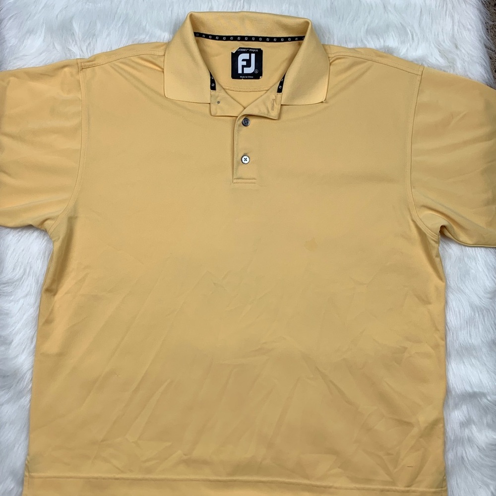 FootJoy Men's Yellow Polo Size-L Solid Pattern